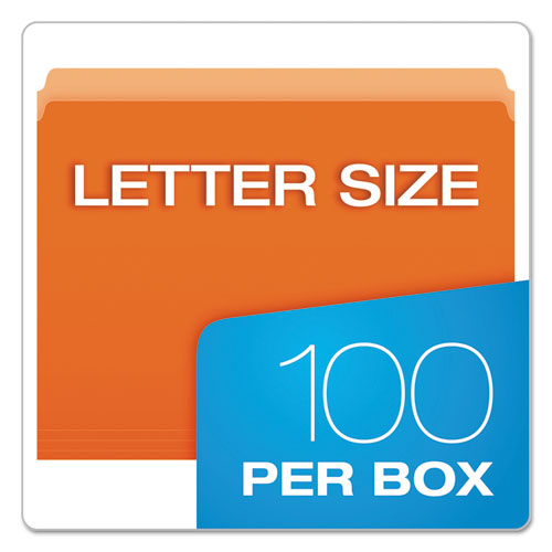 Colored File Folders, Straight Tabs, Letter Size, Orange/light Orange, 100/box