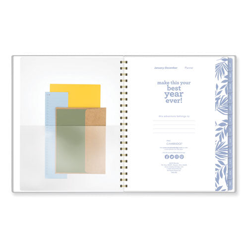 Elena Weekly/monthly Planner, Palm Leaves Artwork, 11 X 9.25, Blue/white Cover, 12-month (jan To Dec): 2024