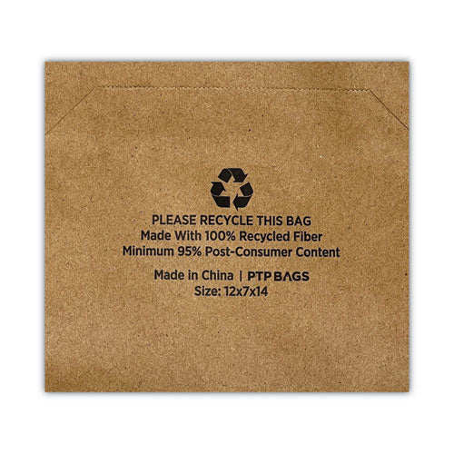 Kraft Paper Bags, 1/7th Bbl 12 X 7 X 14, Natural, 300/bundle