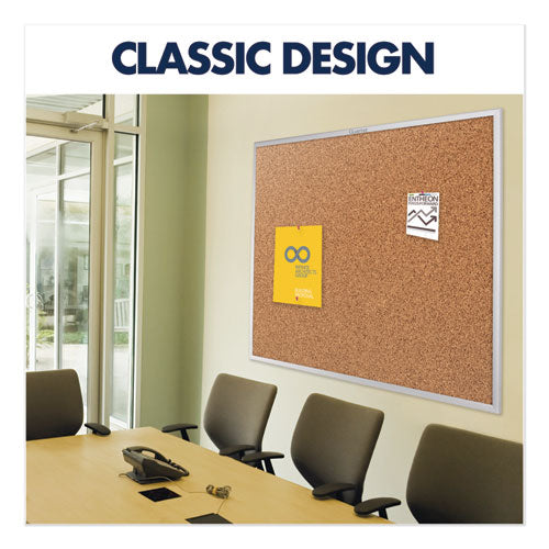 Classic Series Cork Bulletin Board, 36 X 24, Tan Surface, Silver Anodized Aluminum Frame