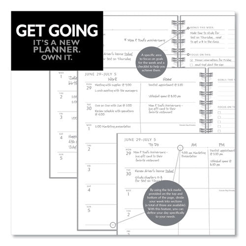 Elevation Academic Weekly/monthly Planner, 11 X 8.5, Black Cover, 12-month (july To June): 2023 To 2024