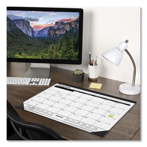 Ruled Desk Pad, 22 X 17, White Sheets, Black Binding, Black Corners, 12-month (jan To Dec): 2024