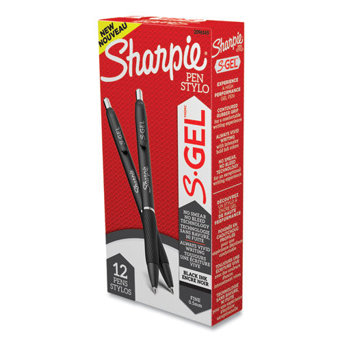 S-gel High-performance Gel Pen, Retractable, Fine 0.5 Mm, Black Ink, Black Barrel, Dozen