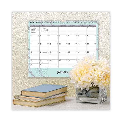 Rue Du Flore Wall Calendar, Rue Du Flore Artwork, 12 X 15, White/jade/lavender Sheets, 12-month (jan To Dec): 2024