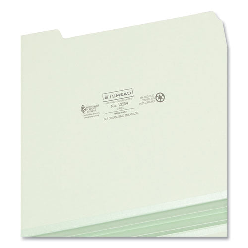 Expanding Recycled Heavy Pressboard Folders, 1/3-cut Tabs: Assorted, Letter Size, 2" Expansion, Gray-green, 25/box