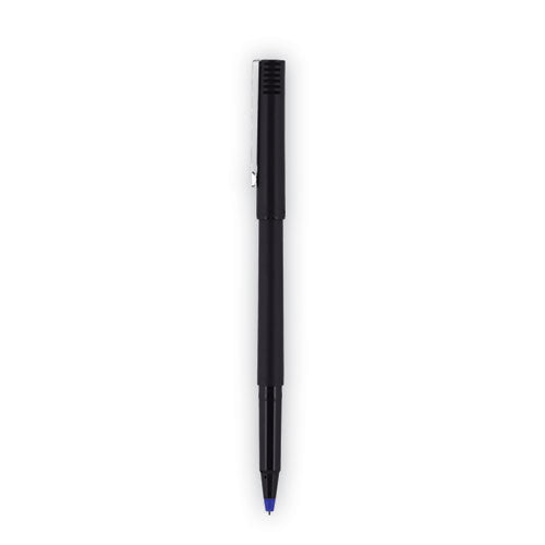 Roller Ball Pen, Stick, Extra-fine 0.5 Mm, Blue Ink, Black/blue Barrel, Dozen