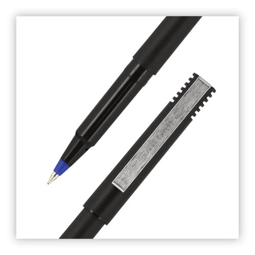 Roller Ball Pen, Stick, Extra-fine 0.5 Mm, Blue Ink, Black/blue Barrel, Dozen