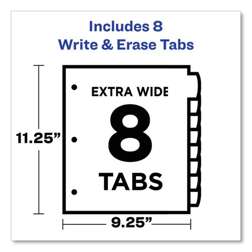 Write And Erase Durable Plastic Dividers With Straight Pocket, 8-tab, 11.13 X 9.25, White, 1 Set