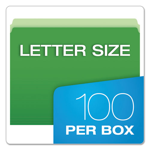 Colored File Folders, Straight Tabs, Letter Size, Green/light Green, 100/box