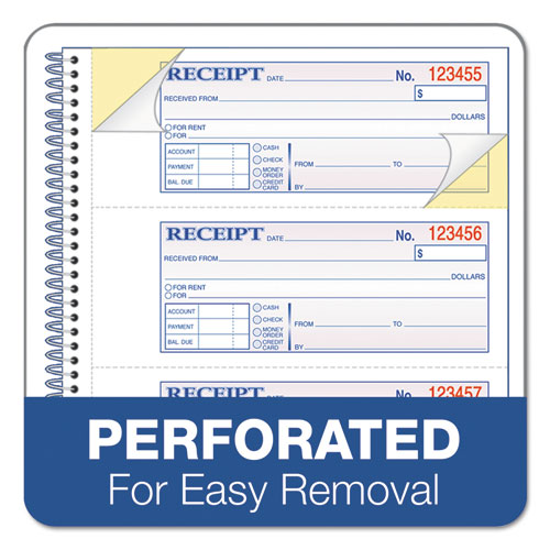 Tops Money/rent Receipt Book, Two-part Carbon, 7 X 2.75, 4 Forms/sheet, 200 Forms Total