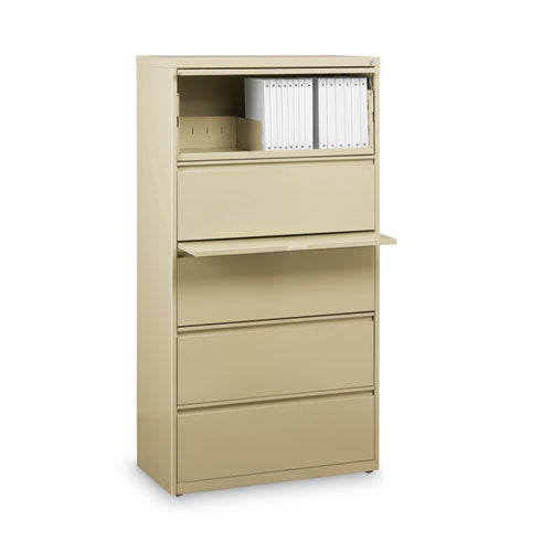 Lateral File Cabinet, 5 Letter/legal/a4-size File Drawers, Putty, 30 X 18.62 X 67.62