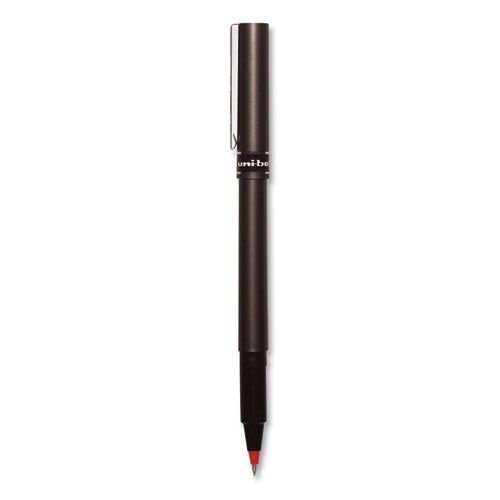 Deluxe Roller Ball Pen, Stick, Extra-fine 0.5 Mm, Red Ink, Metallic Gray/black/red Barrel, Dozen