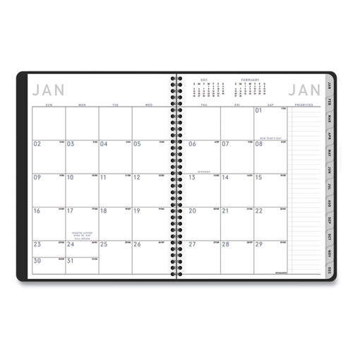 Contemporary Lite Weekly/monthly Planner, 11 X 8.25, Black Simulated Leather Cover, 12-month (jan To Dec): 2024