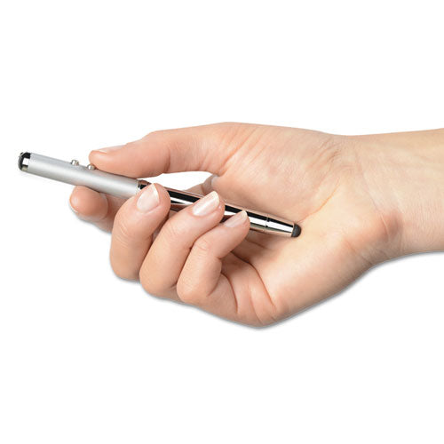 4-in-1 Laser Pointer With Stylus, Pen, Led Light, Class 2, Projects 984 Ft, Silver