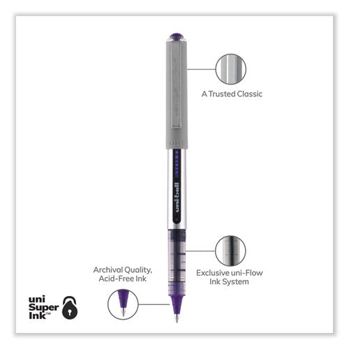 Vision Roller Ball Pen, Stick, Fine 0.7 Mm, Violet Ink, Silver/violet/clear Barrel, Dozen