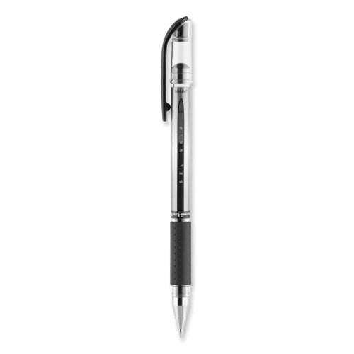 Signo Grip Gel Pen, Stick, Medium 0.7 Mm, Black Ink, Clear/black/silver Barrel, Dozen