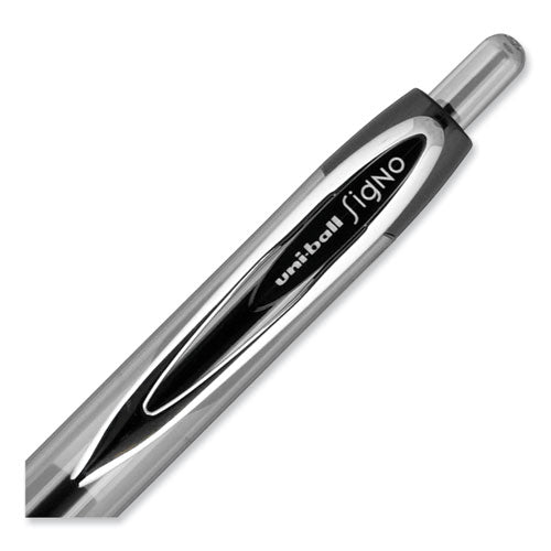 Signo 207 Gel Pen, Retractable, Medium 0.7 Mm, Black Ink, Smoke/black Barrel, Dozen