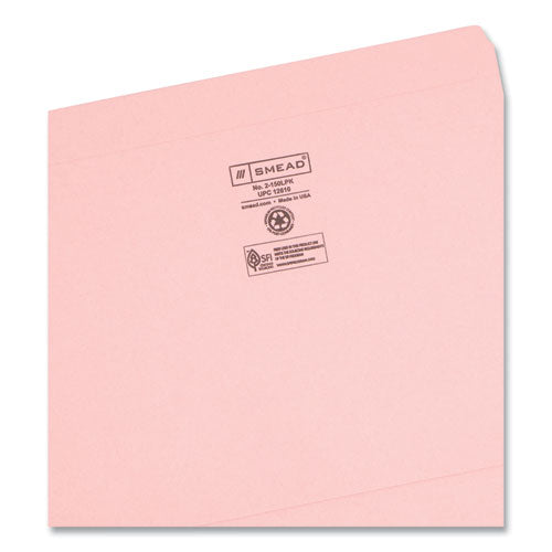 Reinforced Top Tab Colored File Folders, Straight Tabs, Letter Size, 0.75" Expansion, Pink, 100/box