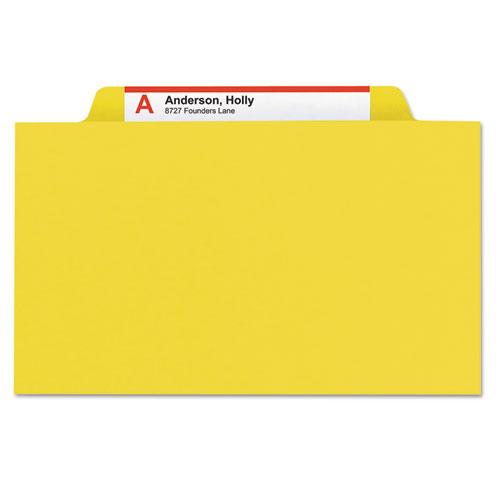 Four-section Pressboard Top Tab Classification Folders, Four Safeshield Fasteners, 1 Divider, Letter Size, Yellow, 10/box