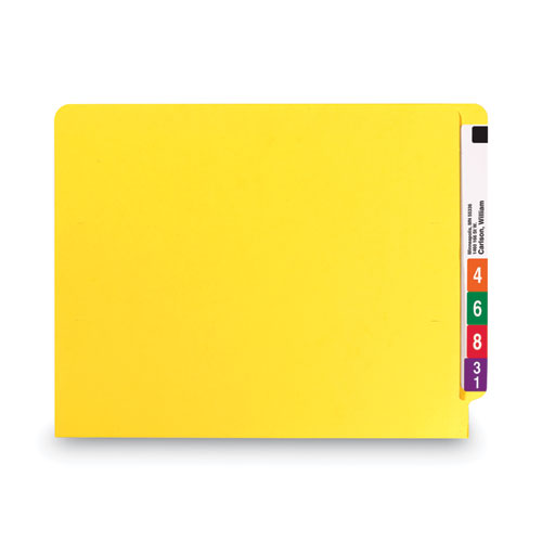 Shelf-master Reinforced End Tab Colored Folders, Straight Tabs, Letter Size, 0.75" Expansion, Yellow, 100/box