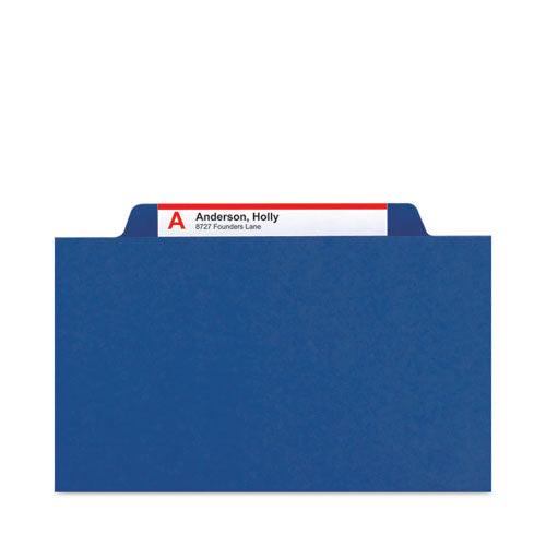 Six-section Pressboard Top Tab Classification Folders, Six Safeshield Fasteners, 2 Dividers, Legal Size, Dark Blue, 10/box