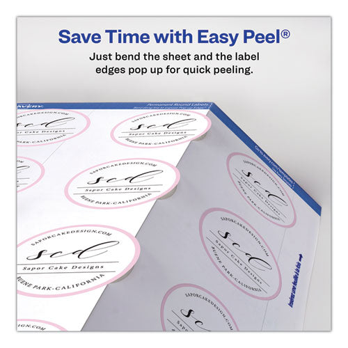 Round Print-to-the Edge Labels With Surefeed And Easypeel, 2" Dia, Matte White, 300/pack