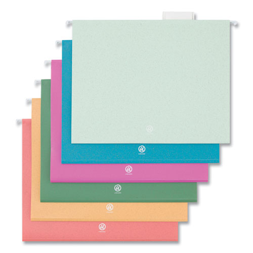 U Eco Hanging File Folders, Letter Size, 1/5-cut Tabs, Assorted, 12/pack