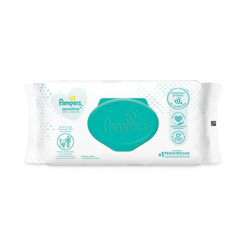 Sensitive Baby Wipes, 1-ply, 6.8 X 7, Unscented, White, 56/pack, 8 Packs/carton