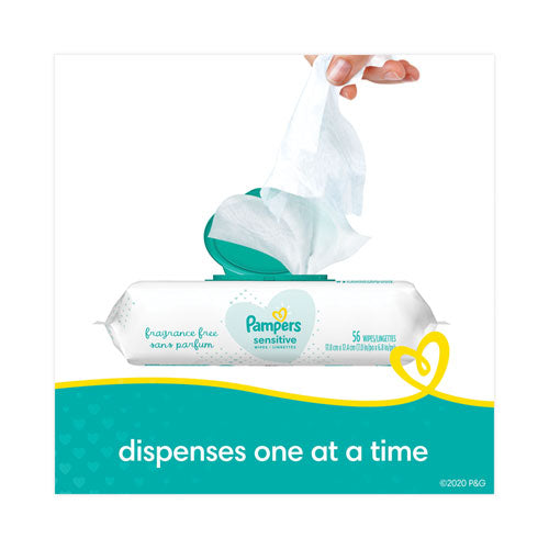 Sensitive Baby Wipes, 1-ply, 6.8 X 7, Unscented, White, 56/pack, 8 Packs/carton