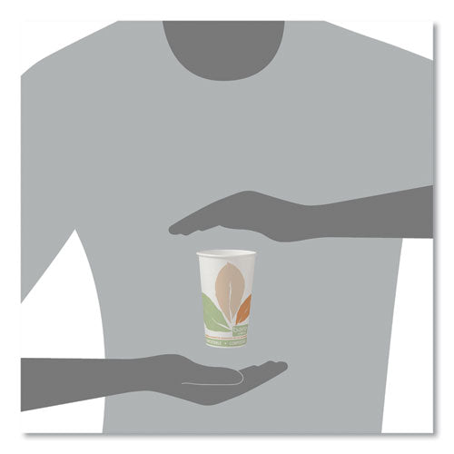 Bare Eco-forward Pla Paper Hot Cups, 16 Oz, Leaf Design, White/green/orange, 1,000/carton