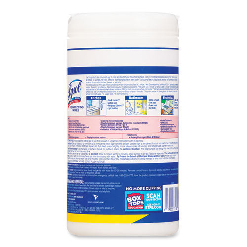 Disinfecting Wipes, 1-ply, 7 X 7.25, Lemon And Lime Blossom, White, 80 Wipes/canister, 6 Canisters/carton