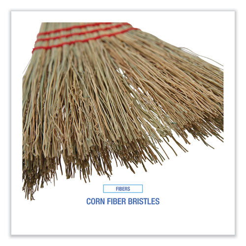Corn Fiber Lobby/toy Broom, Corn Fiber Bristles, 39" Overall Length, Red