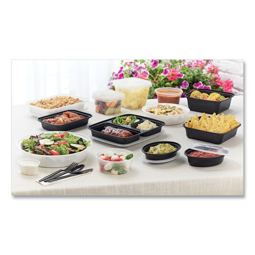 Newspring Versatainer Microwavable Containers, Oval, 12 Oz, 6.8 X 4.8 X 1.45, Black/clear, Plastic, 150/carton