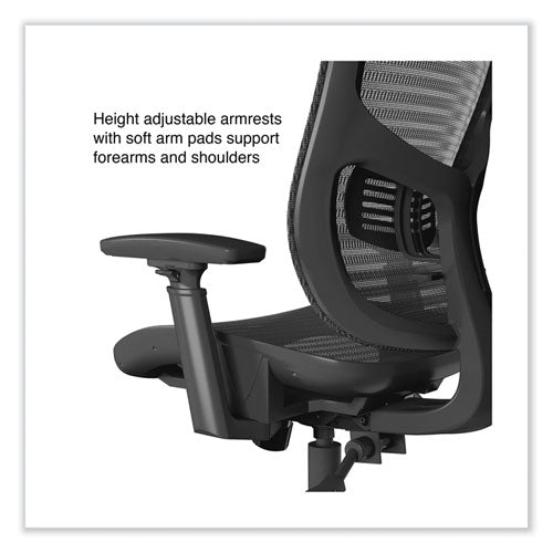 Flexfit Kroy Mesh Task Chair, Supports Up To 275 Lbs, 18.9 To 22.76" Seat Height, Black Seat, Black Back, Black Base