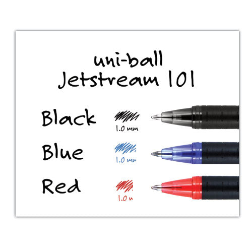 Jetstream 101 Roller Ball Pen, Stick, Bold 1 Mm, Black Ink, Black Barrel, Dozen