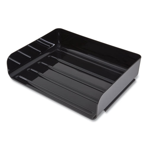 Side-load Stackable Plastic Document Tray, 1 Section, Letter-size, 12.63 X 9.72 X 3.01, Black, 6/pack