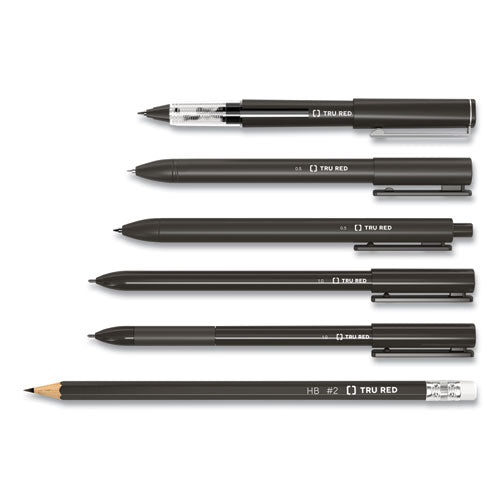 Quick Dry Gel Pen, Retractable, Fine 0.5 Mm, Black Ink, Black Barrel, Dozen