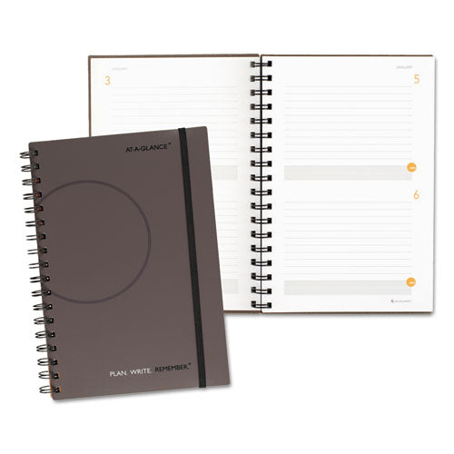 Plan. Write. Remember. Planning Notebook Two Days Per Page , 8.25 X 5, Black Cover, Undated