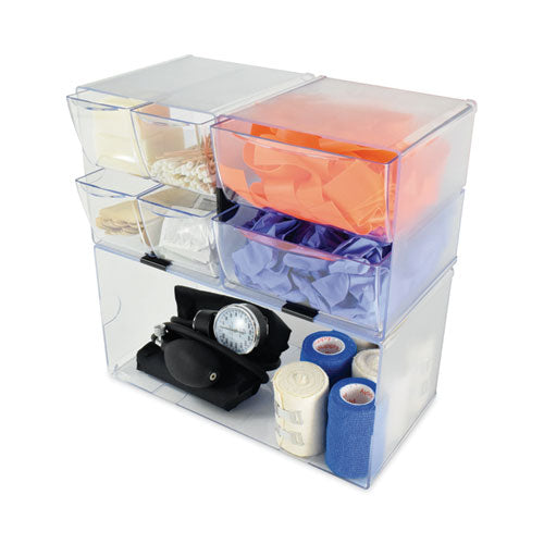 Stackable Cube Organizer, Double Cube, Plastic, 12 X 6 X 6, Clear