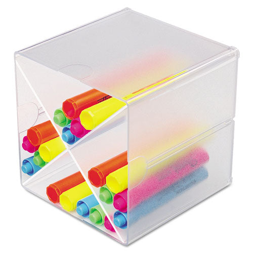 Stackable Cube Organizer, Double Cube, Plastic, 12 X 6 X 6, Clear