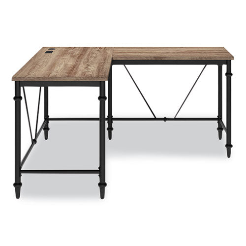 Breslyn L-shaped Desk With Integrated Power Management, 59.5" X 59.5" X 30.25", Natural Hickory/black