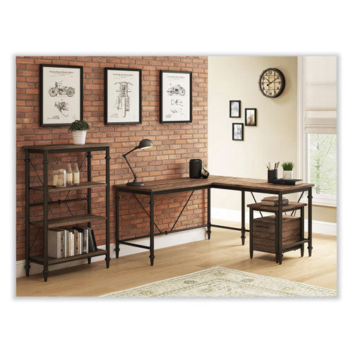 Breslyn L-shaped Desk With Integrated Power Management, 59.5" X 59.5" X 30.25", Natural Hickory/black