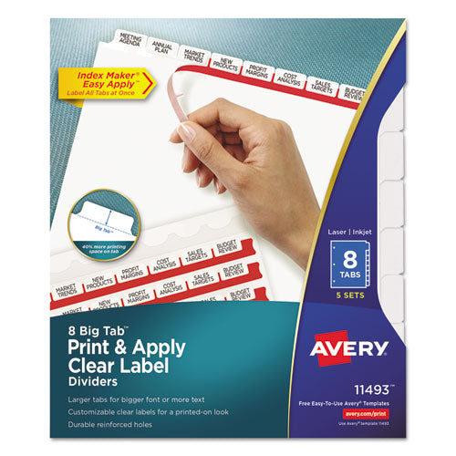 Print And Apply Index Maker Clear Label Dividers With Printable Label Strip And White Tabs, 5-tab, 11 X 8.5, White, 1 Set