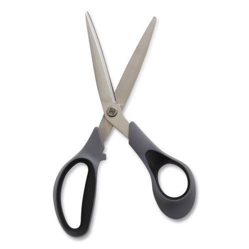 Non-stick Titanium-coated Scissors, 8" Long, 3.86" Cut Length, Gun-metal Gray Blades, Gray/black Bent Handle