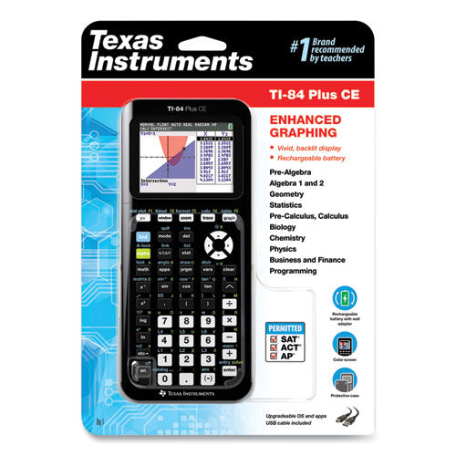 Ti-84 Plus Ce Programmable Color Graphing Calculator, 10-digit Lcd, Black