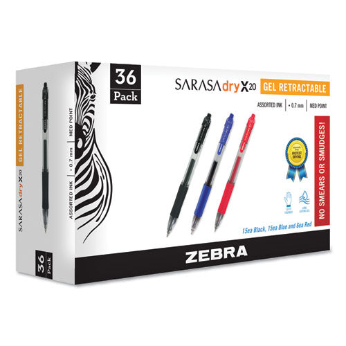 Sarasa Dry Gel X20 Gel Pen, Retractable, Bold 1 Mm, Red Ink, Translucent Red Barrel, Dozen