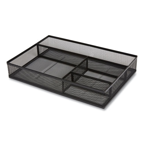 Mesh Drawer Organizer, Four Compartment, 13.58 X 9.45 X 2.2, Black