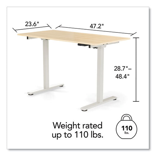 Essentials Electric Sit-stand Two-column Workstation, 47.2" X 23.6" X 28.7" To 48.4", Natural Wood/light Gray