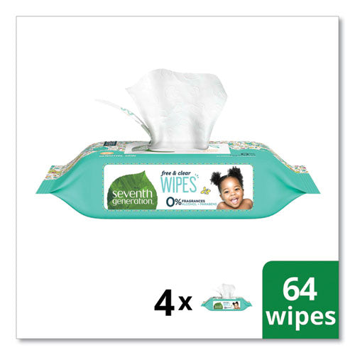 Free And Clear Baby Wipes, 7 X 7, Refill, Unscented, White, 256/pack, 3 Packs/carton