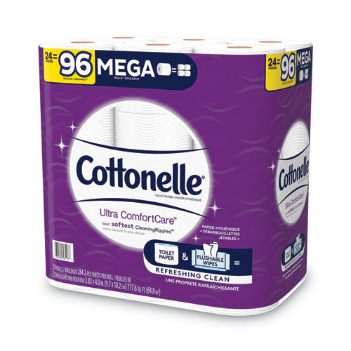 Ultra Comfortcare Toilet Paper, Soft Tissue, Mega Rolls, Septic Safe, 2-ply, White, 284 Sheets/roll, 24 Rolls/pack